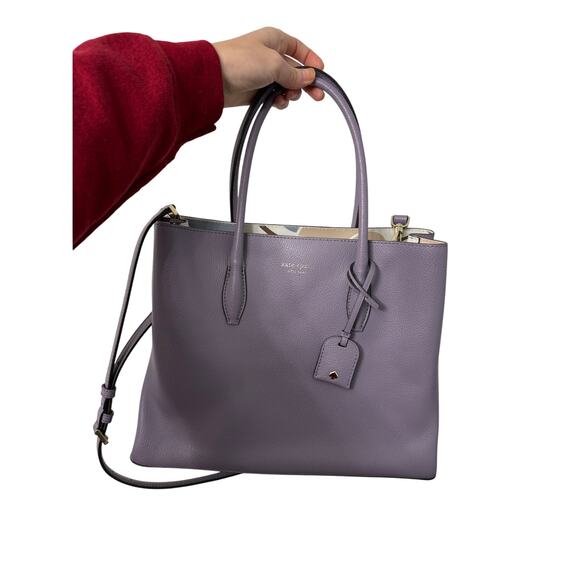 Kate Spade Lilac Leather Eva Breezy Satchel Tote Purse AN - Picture 2 of 8